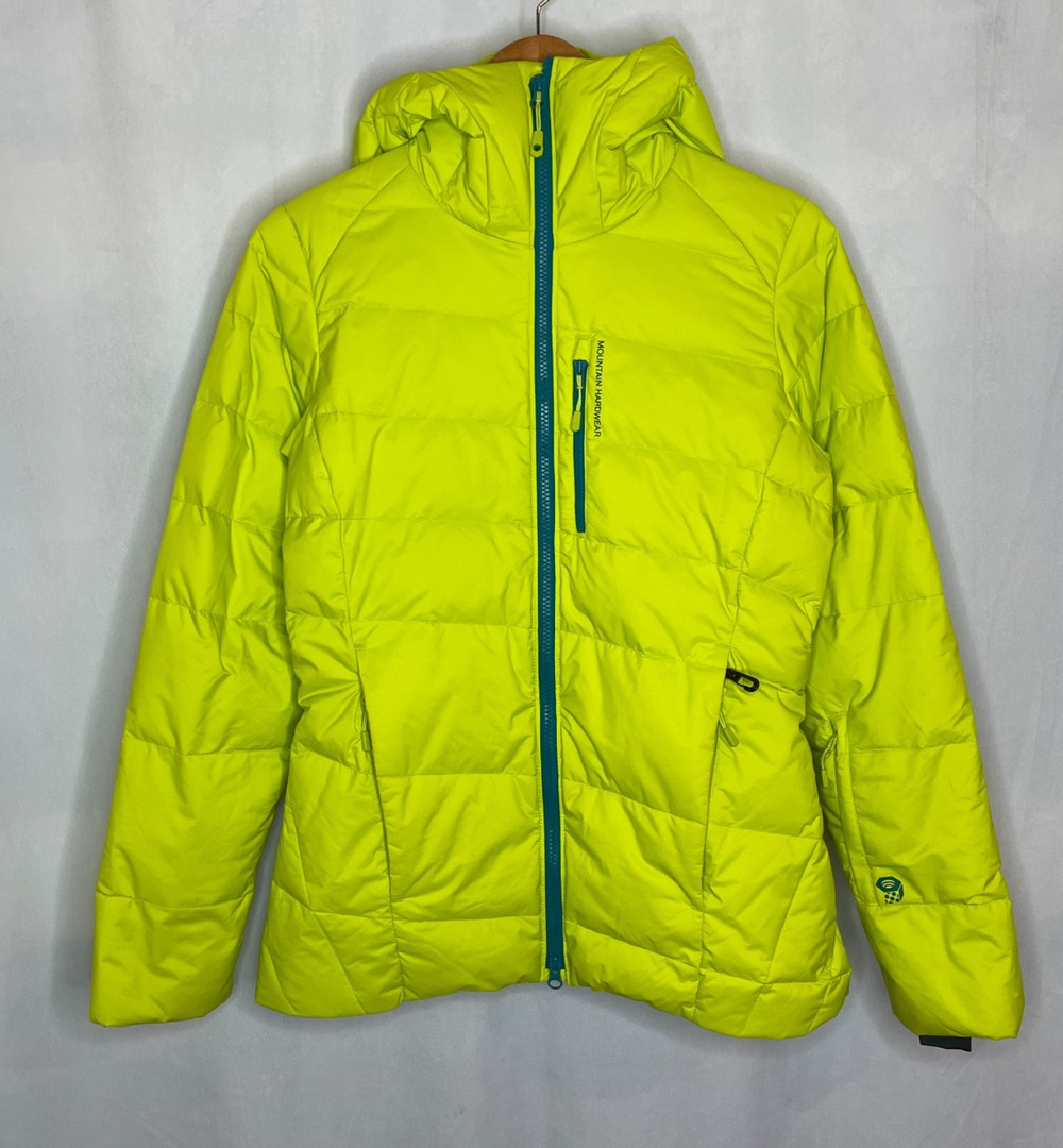Women's Small Mountain Hardware Green Down Puffer Ski Hooded Jacket
